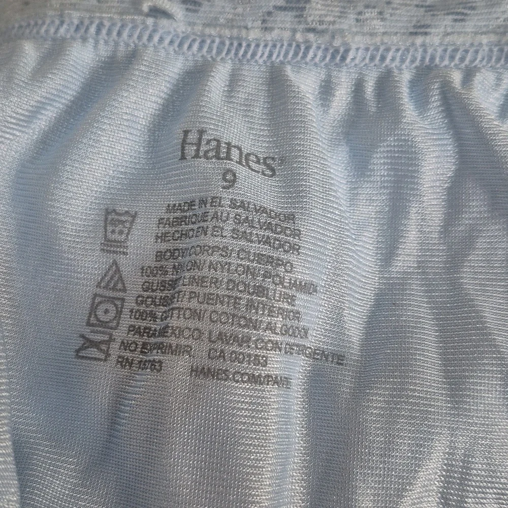 Vintage Hanes 15763 Satin Nylon Lace Granny Panties Hi Cut Briefs Blue sz 9 - Picture 3 of 7